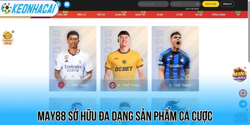 May88 sở hữu đa dạng sản phẩm cá cược