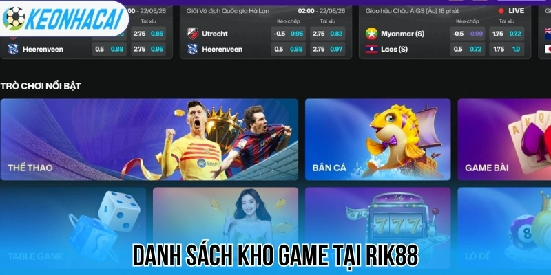 Danh sách kho game tại Rik88