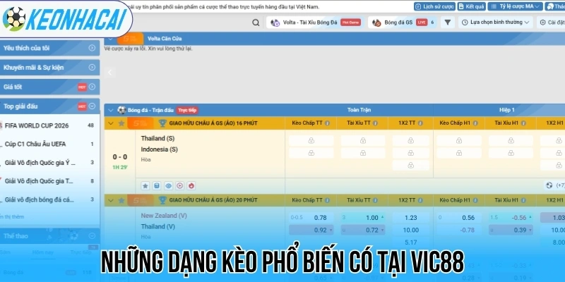 Vic88 - Sân Chơi Cược Kèo Bóng Xanh Chín, Nhiều Ưu Đãi 3 Những dạng kèo phổ biến có tại Vic88