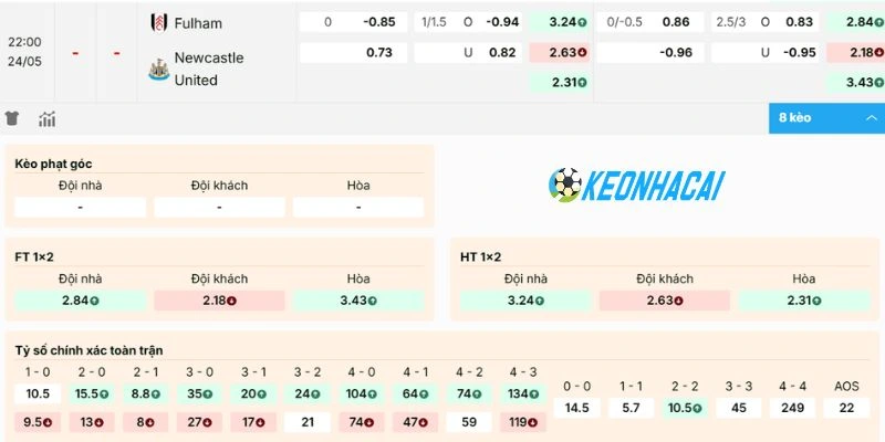 Dự đoán kèo bóng đá trận Fulham vs Newcastle United