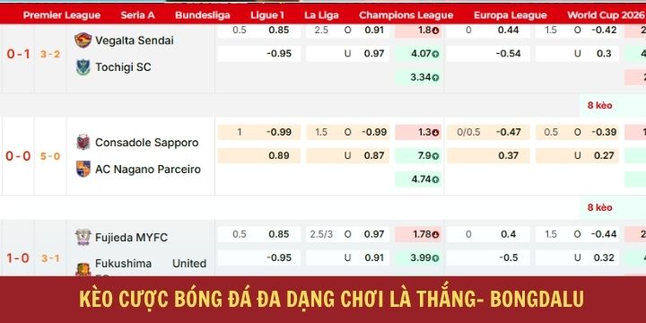 Bongdalu - Kèo bóng đá chuẩn quốc tế, cập nhật BXH, KQBD chính xác 5 Các loại kèo khi truy cập website Bongdalu không thể bỏ qua