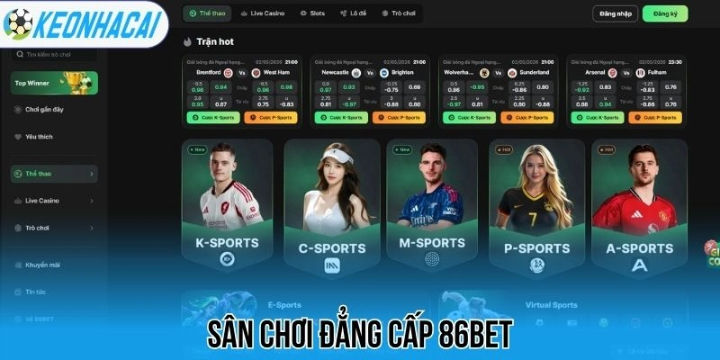 Sân chơi đẳng cấp 86bet