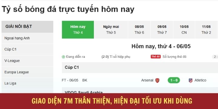 7m - Review web soi kèo bóng đá hot nhất thị trường cá cược 2 Giao diện được 7m xây dựng trực quan, đẹp mắt