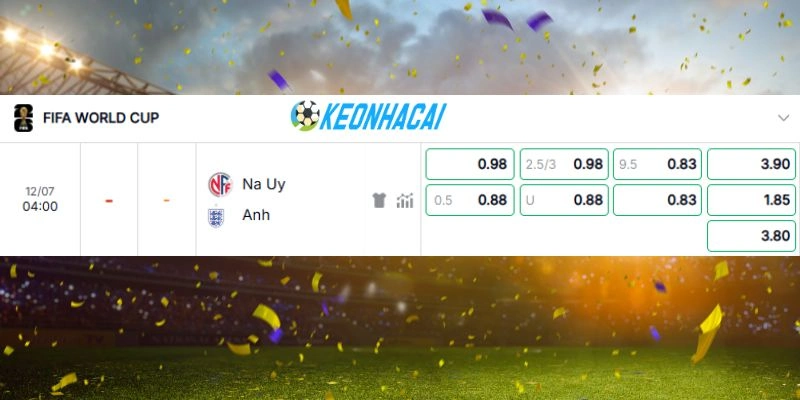 Bảng kèo trận đấu Na Uy vs Anh